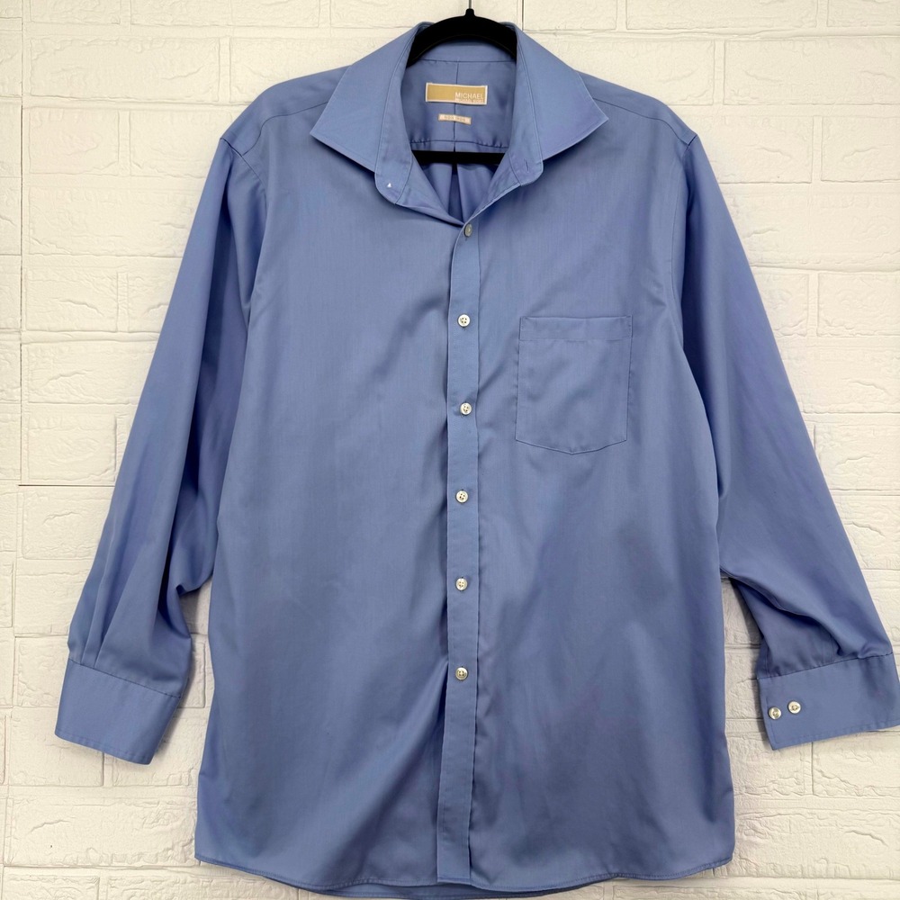 Michael Michael Kors Button Down Shirt Women Large Blue Non Iron Long Sleeve
